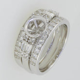 3 PC set 14K White Gold Semi Mount Ring Setting Round RD 8x8mm - Syzjewelry